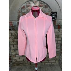 Jacket Vintage 1970sdouble knit polyester pink zip front
